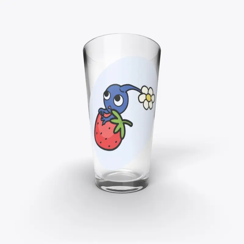 Blue Pikmin on a strawberry