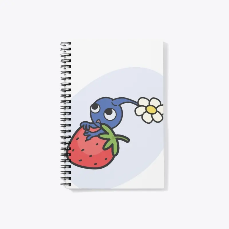 Blue Pikmin on a strawberry